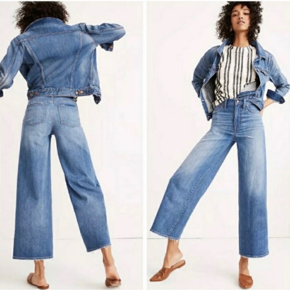 Madewell Wide-Leg Crop Jeans in Finney Wash